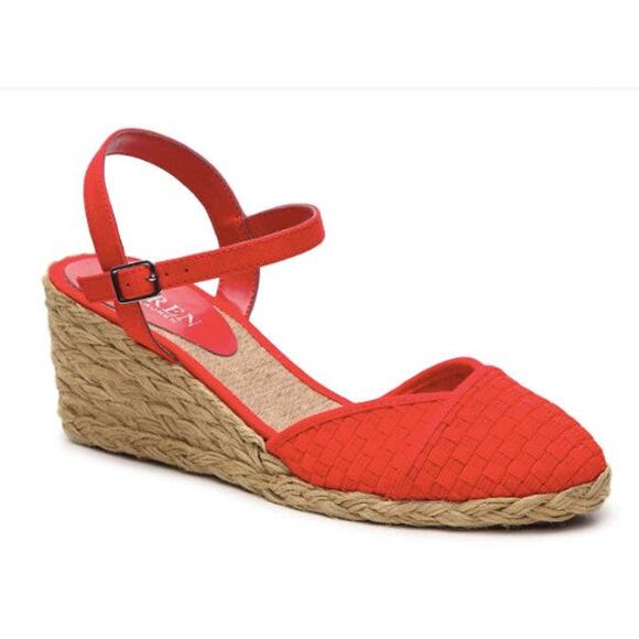 Ralph Lauren Capricia Wedge Sandals - 6 Red - Picture 1 of 4